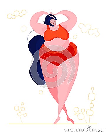 Love your body. Vector illustration of body positive movement and beauty diversity of different women in the flat style. Love Vector Illustration