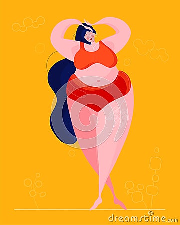 Love your body. Vector illustration of body positive movement and beauty diversity of different women in the flat style. Love Vector Illustration