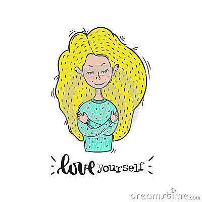 Love yourself girl Vector Illustration