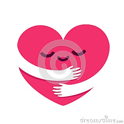 Love yourself heart hug Vector Illustration