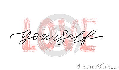 Love yourself quote. Single word. Modern calligraphy text print Vector illustration black and white. ego Vector Illustration