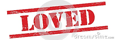 LOVED text on red grungy lines stamp Stock Photo