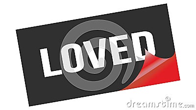 LOVED text on black red sticker stamp Stock Photo