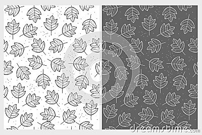 Lovely Abstract Leaves Repeatable Vector Pattern. Black, White and Gray Design. Vector Illustration