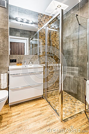 Lovely modern bathroom in a luxury apartament for rent Stock Photo