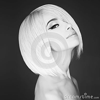 Lovely asian woman with blonde short hair Stock Photo