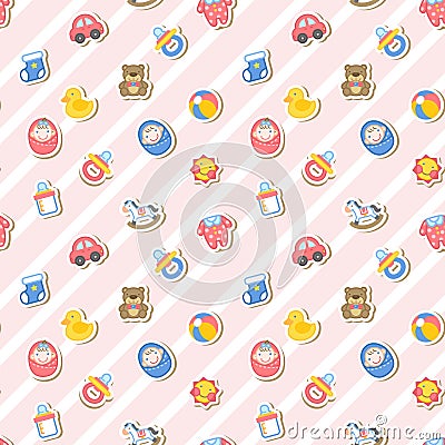 Lovely baby supply seamless pattern Stock Photo