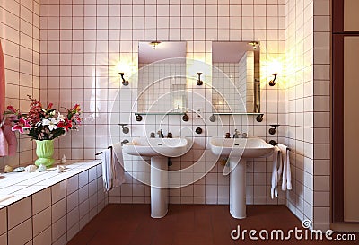 Lovely bathroom in style classical Stock Photo