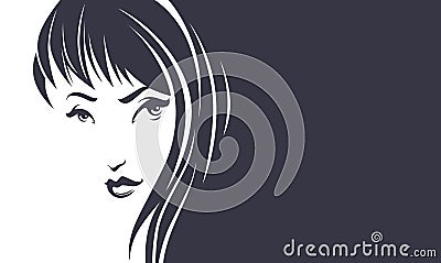 Lovely beauty, vector image of girl face with place for your tex Vector Illustration