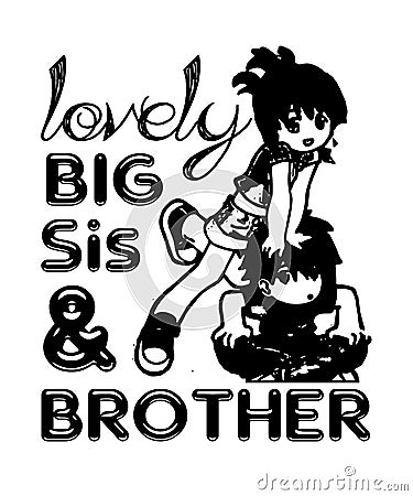 Lovely big sis and brother anime siblings Stock Photo