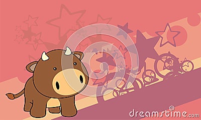 Lovely bull baby cartoon background Vector Illustration