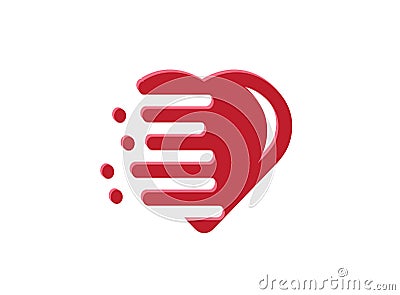 Lovely calligraphy heart icon with fast speed effect for logo Vector illustration Valentines day design for modern abstract Vector Illustration