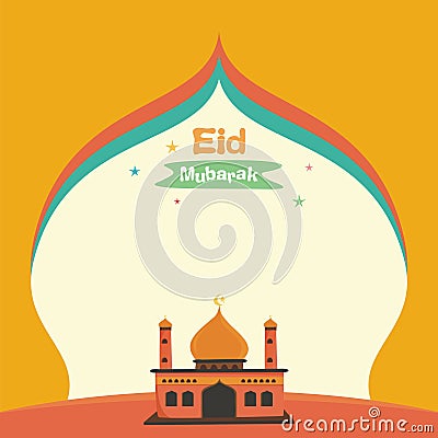 Lovely Cartoon Eid Mubarak Card Stock Photo