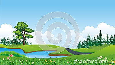 Lovely Cartoon Nature Landscape Background Stock Photo