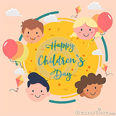 Lovely children`s day composition vector design Vector Illustration