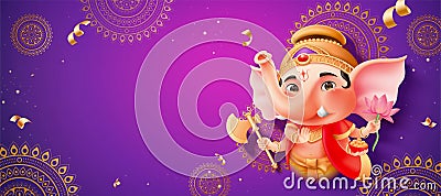 Lovely chubby Ganesha Vector Illustration