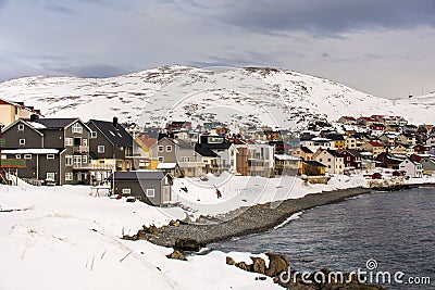 The lovely coastal town and port of Honningsvag, Norway near Nordkapp Stock Photo