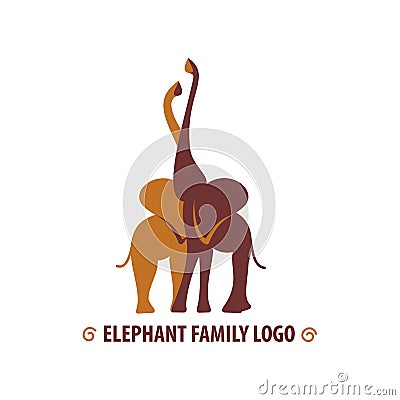 African hugging elephants Vector Illustration