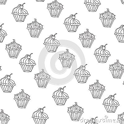 Lovely cupcake dessert seamless background vector design Vector Illustration