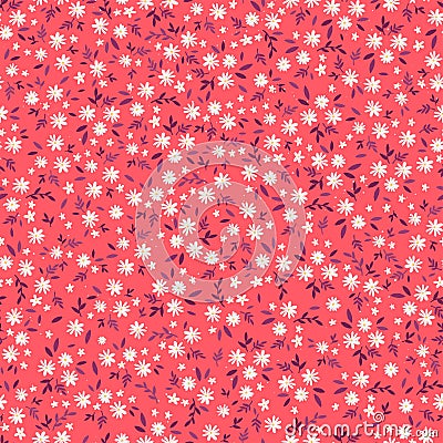 Lovely ditsy floral seamless pattern, tiny hand drawn flowers, great as background, for textiles, banners, wallpapers, wrapping - Vector Illustration