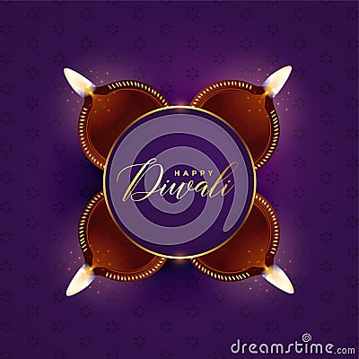 Lovely diwali festival celebration card design Vector Illustration