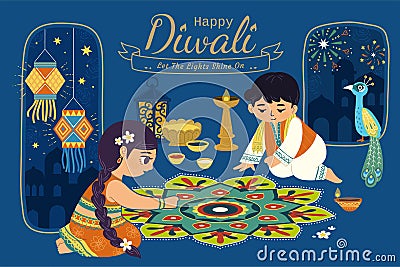 Lovely Diwali illustration Vector Illustration