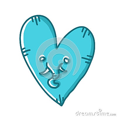 Lovely Elephant Heart in cartoon flat style. Happy Velentine Day Vector Illustration