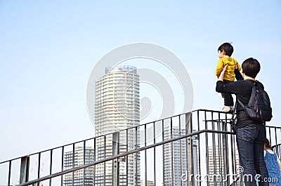 A lovely father, son and daughter. Editorial Stock Photo