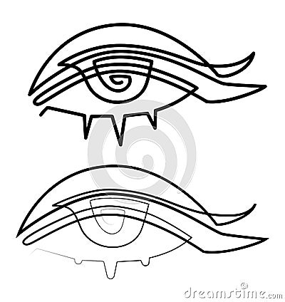 Lovely female eye with long eyelashes. Continuous line drawing illustration Cartoon Illustration