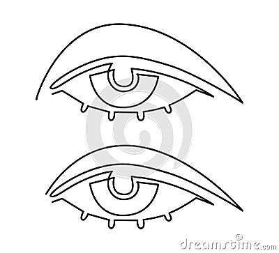 Lovely female eye with long eyelashes. Continuous line drawing illustration Cartoon Illustration
