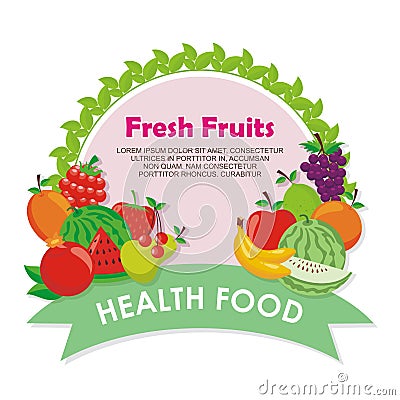 Lovely Fresh fruits Icon vector design Cartoon Illustration