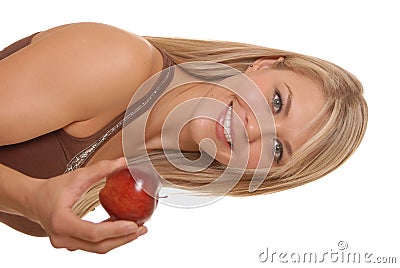 Lovely Girl and Apple Stock Photo