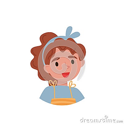 Lovely girl, avatar of cute little curly girl vector Illustration on a white background Vector Illustration