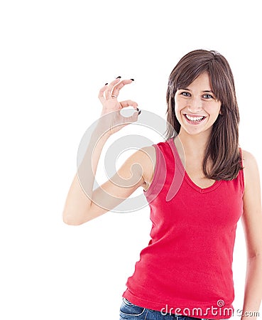 Lovely girl showing ok sign Stock Photo