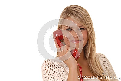 Lovely Girl on Telephone Stock Photo