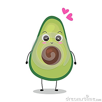 Lovely green avocado illustration smiling Vector Illustration