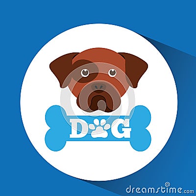 Lovely head puppy dog boxer Vector Illustration