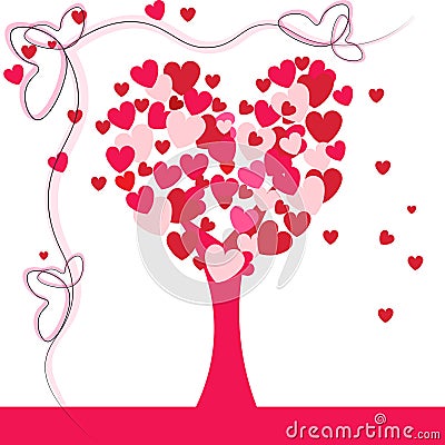 Lovely heart tree Vector Illustration