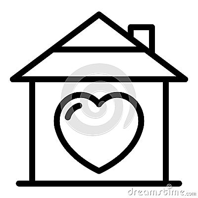 Lovely home icon outline vector. Love heart Vector Illustration