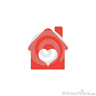 Lovely Home Red Icon On White Background. Red Flat Style Vector Illustration Vector Illustration