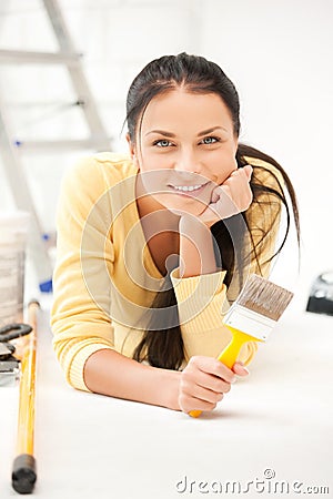 Lovely housewife painting Stock Photo