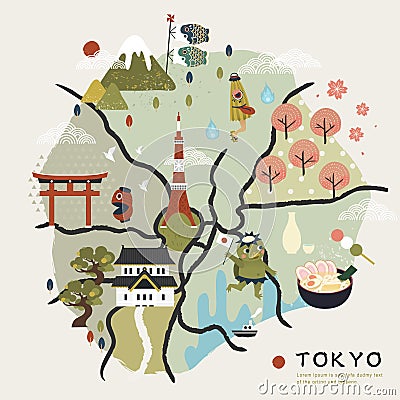 Lovely Japan walking map Stock Photo