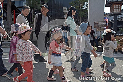 Lovely Japanese kids, Takayama, Japan Editorial Stock Photo
