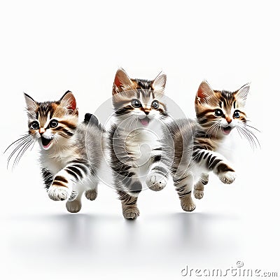 Lovely kitten on white background wallpaper Stock Photo