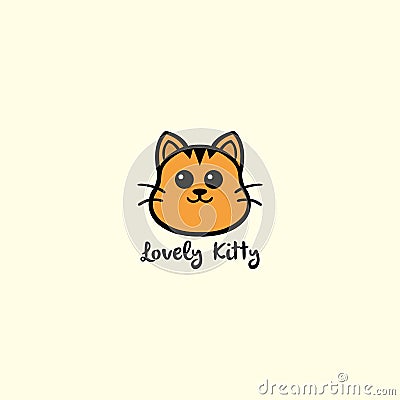 Lovely Kitty, Cute Cat Logo Vector Design Illustration Vector Illustration