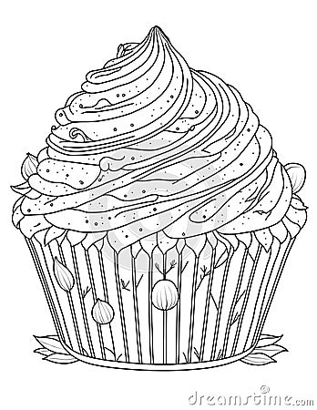 large cupcake graphics for coloring for children and adults Stock Photo
