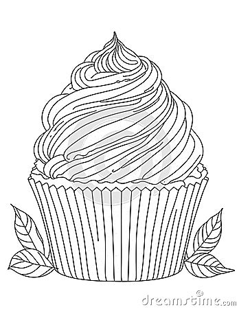 large cupcake graphics for coloring for children and adults Stock Photo