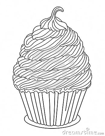 large cupcake graphics for coloring for children and adults Stock Photo