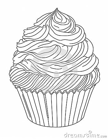 large cupcake graphics for coloring for children and adults Stock Photo