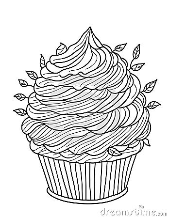 large cupcake graphics for coloring for children and adults Stock Photo